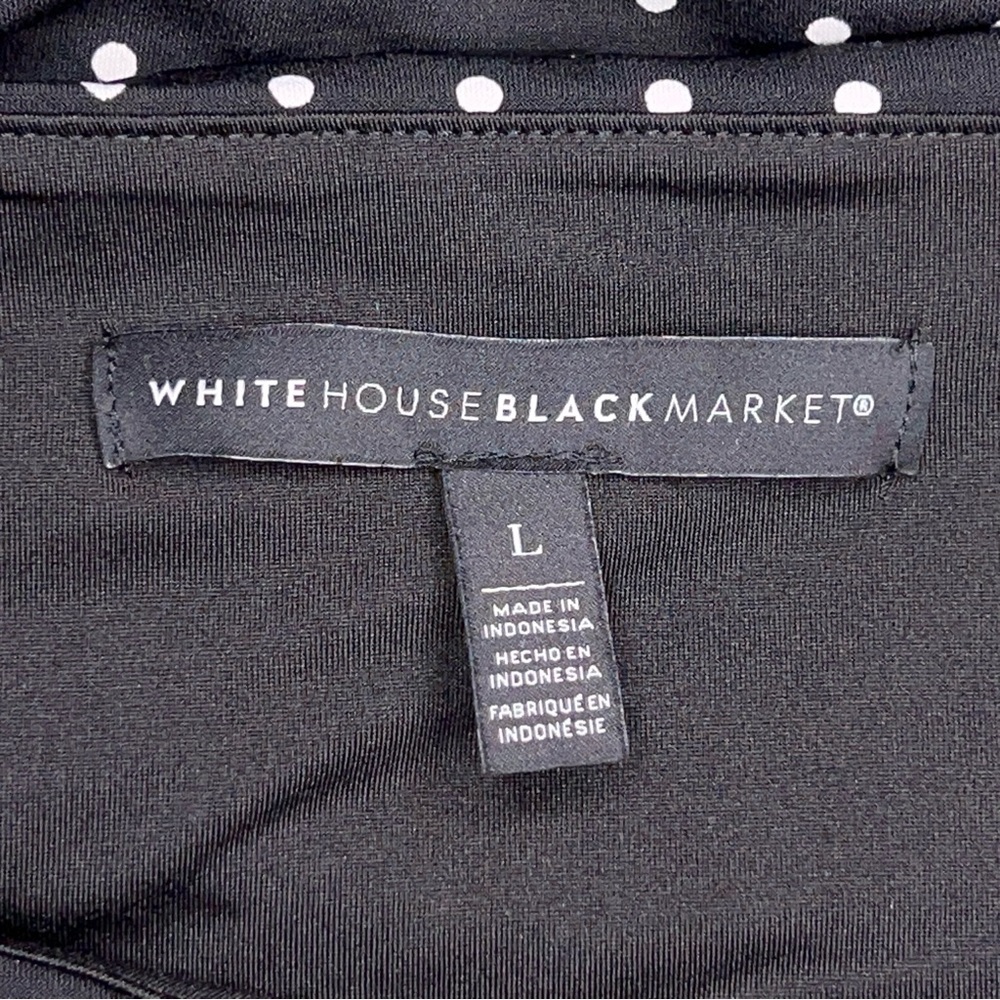White House Black Market Black Polka Dot Long Sleeve Blouse - Picture 12 of 15